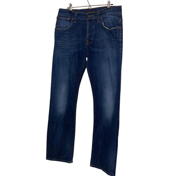 Nudie Jeans Mens Jeans Size 32x32 Blue Average Joe Denim Straight Casual - Picture 1 of 16